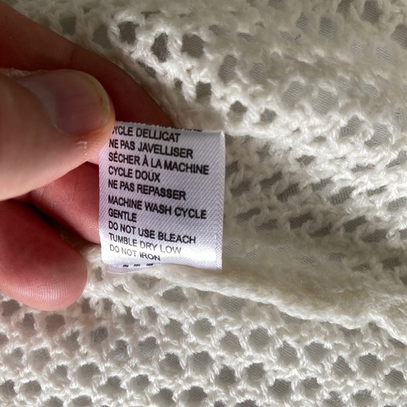 Introspect Womens Cream Open Knit Long Sleeve Cardigan Sweater Open Front Medium - Picture 7 of 13